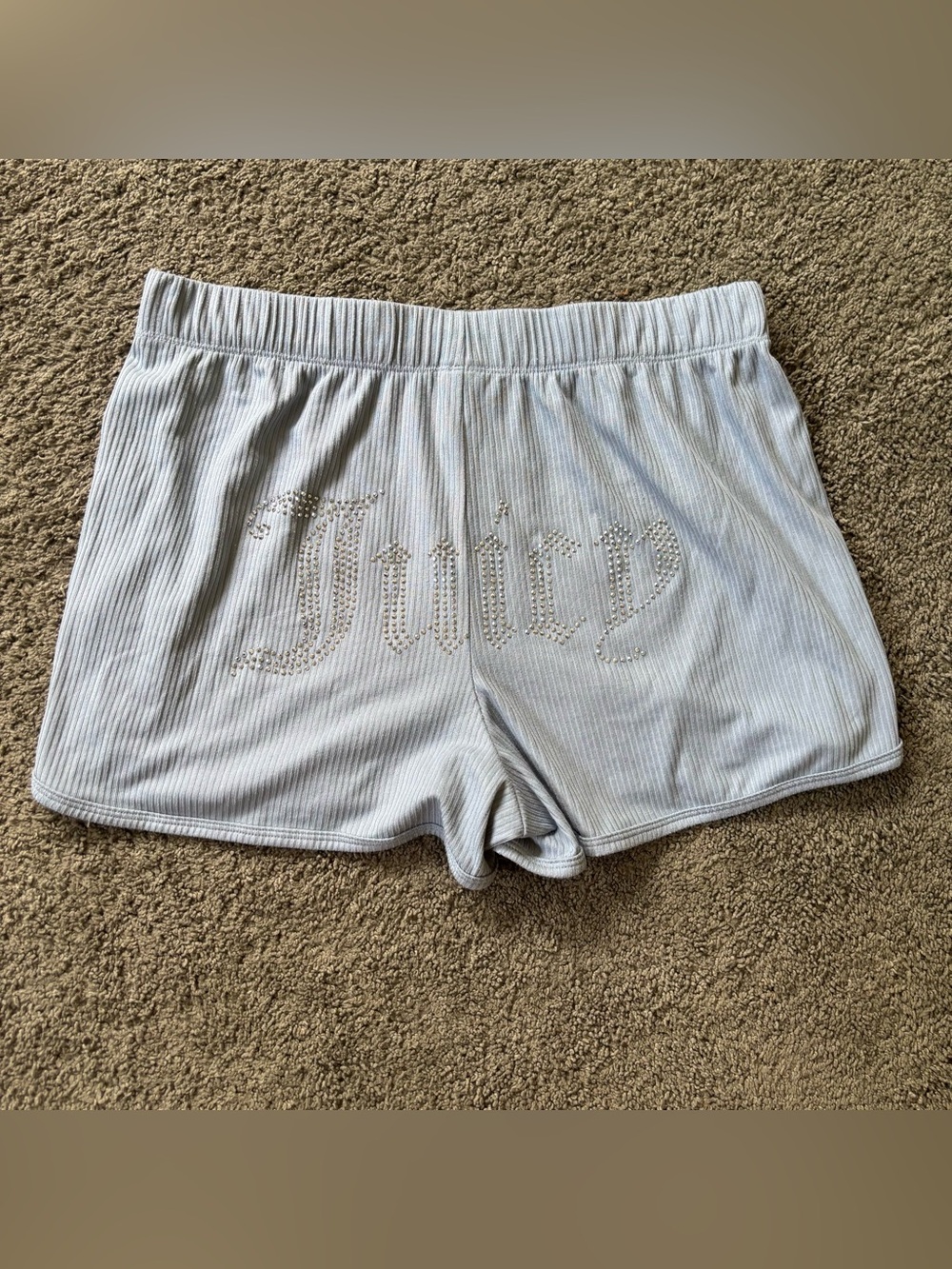 Juicy Couture Rhinestone Pajama Shorts Light Blue Womens Size Large